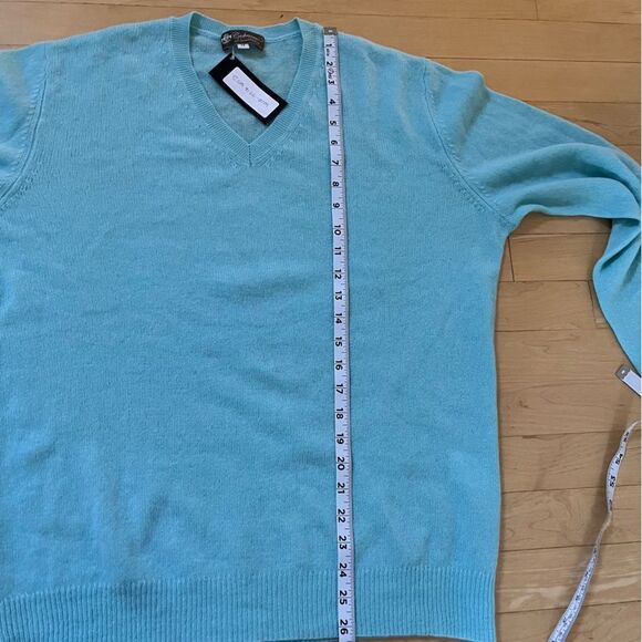 Cashmere Boutique Pure Cashmere V-Neck Spring Sweater in Blue Topaz M NWT - Picture 9 of 11